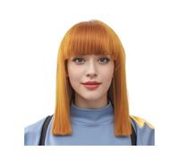 Peluca corta recta Bob de 16 pulgadas con flequillo, pelo sintético resistente al calor para mujeres agrega volumen al cabello(naranja)