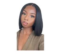 Peluca corta y lisa estilo bob con encaje 4x4 HD, sin pegamento, cabello humano con densidad del 180% for mujeres negras para mujeres encantadoras(14inch)