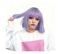 Peluca corta y lisa estilo bob for mujer, de color morado, con flequillo. Peluca sintética resistente, ideal for disfraces de Halloween y cosplay. para mujeres encantadoras