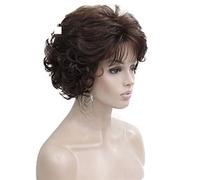 Peluca Corta Y Rizada De Pelo Sintético De Color Castaño Oscuro, Peluca Completa Para Mujer, Pelucas Gruesas Para El Día A Día, Pelucas Grises Para Mujer (31 Castaño Oscuro De 8 Pulgadas)