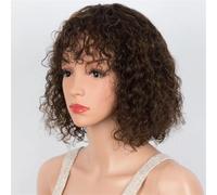 Peluca Corta Y Rizada Jerry Para Mujer, Cabello Humano Remy Brasileño, Con Reflejos De Color Look De Fiesta Divertido Sin Pegamento