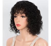Peluca Corta Y Rizada Jerry Para Mujer, Cabello Humano Remy Brasileño, Con Reflejos De Color Look De Fiesta Divertido Sin Pegamento
