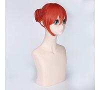 Peluca cosplay Anime Gintama Kagura Yoshihara Naranja Rojo Pelucas trenzadas cortas Disfraz de Cosplay de Halloween Pelo sintético resistente al calor Talla única Kagura peluca PL-017