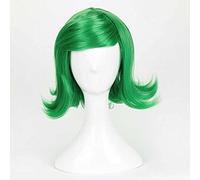 Peluca Cosplay Anime,Inside out Disgust Peluca,Green Short Wavy Peluca Cosplay,con Red de Peluca Gratis,Halloween Hair,para Cosplay De Fiesta Diari
