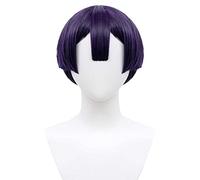 Peluca Cosplay Anime,Peluca Sleepy Princess in The Demon Castle Demon Cleric,Black Purple Mixed Short Peluca Cosplay,con Red de Peluca Gratis,Halloween Hair,para Cosplay de Fiesta diari