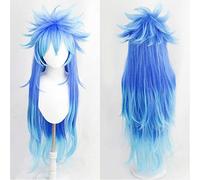 Peluca Cosplay Anime,Peluca Twisted Wonderland Idia Shroud,Blue Mixed Long Peluca Cosplay,con Red de Peluca Gratis,Halloween Hair,para Cosplay de Fiesta diari