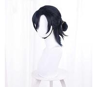 Peluca Cosplay Anime，Summer Time Rendering Shinpei Ajiro Peluca，Black and Blue Short Ponytail Peluca Cosplay,con Red de Peluca Gratis,Halloween Hair,para Cosplay De Fiesta Diari