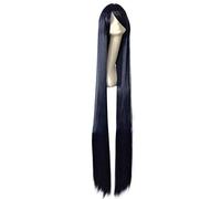 Peluca cosplay azul marino recta súper larga anime común 59"150 cm flequillo completo pelo sintético alta temperatura pelucas cosplay azul talla única peluca larga recta 01