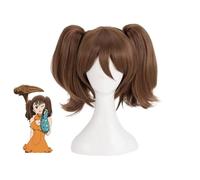 Peluca Cosplay de Anime, la peluca de los siete pecados mortales, coletas dobles marrones para juegos de rol de Diane, accesorio de fiesta de Halloween, pelucas con gorra de peluca