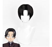 Peluca Cosplay de Murata Kimetsu No Yaiba Demon Slayer Black Separado en el medio Pelucas de cabello sintéticas resistentes al calor Pelucas