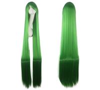 Peluca cosplay larga recta verde claro verde oscuro Fiesta de cabello sintético anime común 59"150 cm de largo pelucas cosplay verde + gorro de peluca peluca verde común 27