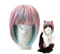 Peluca cosplay para gato, perros Wig disfraz de gato, peluca azul divertida azul azul Halween Christmas Masquerade Role Play Dog Weadwear Toying para viajes, reunión, escenario