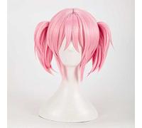Peluca Cosplay，Peluca de Cosplay Puella Magi Madoka Magica Madoka Kaname，Two Ponytails Short Pink Peluca,con Red de Peluca Gratis,Halloween Costume Cosplay,para Carnav(Color:Style 2)