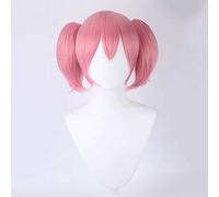 Peluca Cosplay，Peluca de Cosplay Puella Magi Madoka Magica Madoka Kaname，Two Ponytails Short Pink Peluca,con Red de Peluca Gratis,Halloween Costume Cosplay,para Carnav(Color:Style 1)
