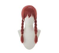 Peluca Cosplay，Peluca Love Live! Emma Verde，Two Braid Dark Red Long Peluca,con Red de Peluca Gratis,Halloween Costume Cosplay,para Carnaval Navidad Fiesta