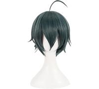Peluca Cosplay Saihara Shuichi de Anime, juego de rol de cabello corto verde pelucas de fiesta de Halloween