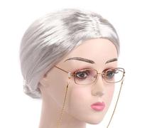 Peluca de anciana, disfraz de abuela corta, color gris, cosplay, fiesta de Halloween, para niños, niñas, regalos de abuela, pelucas para niños