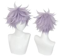 Peluca De Anime Cosplay Gojo Satoru, Pelucas De Juego De Roles De Pelo Corto De Color Lila Para Fiesta De Disfraces De Halloween