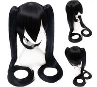 Peluca de anime Hatsune Miku Vocaloid Peluca de cosplay Black Rock Shooter Senbon Zakura Pelucas Larga y sintética Chip de pelo Cola de caballo + Peluca Cap DM120 4
