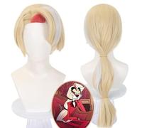 Peluca de Anime Hazbin Hotel Charlie Morningstar Cosplay pelucas largas de pelo rubio rojo con trenzas fiesta disfraz de Navidad de Halloween