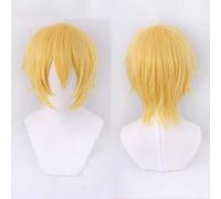 Peluca de anime para cosplay de Tsukiuta The Animation Shiwasu Kakeru, peluca corta dorada, con gorra de peluca libre, para Navidad, Carnaval fiesta, Halloween, Cosplay Wig