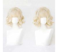 Peluca de anime, Rozen Maiden Hinaichigo, peluca rubia clara, rizada corta, con gorra de peluca libre, para Navidad, Carnival, Halloween, cosplay, talla única, como espectáculo