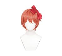 Peluca de Anime Sayori, Doki Doki, Club de literatura, Cosplay, peluca de pelo corto rosa con pelo de mariposa, disfraz de Halloween, juego de rol, gorra de peluca