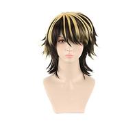 Peluca de anime Tokyo Revengers Hanemiya Kazutora para cosplay, color negro y dorado, pelo sintético corto Tokyo Manji Gang Capitán Pelucas
