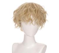 Peluca de anime única pelo rizado completo para Halloween Wear mostrar pequeño ajuste facial pelucas de pelo corto recto