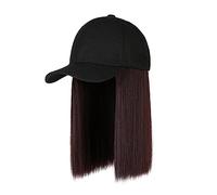 Peluca de béisbol con extensiones de cabello para mujer, a juego, con hebilla artificial, pelo humano, cabeza completa