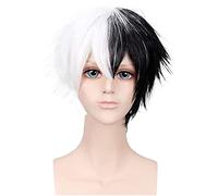 Peluca de Cabaret Peluca Blanca Y Negra Para Hombre Para Monokuma, Peluca Corta De Anime Para Cosplay En Blanco Y Negro Pelucas Disfraz
