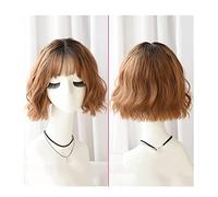 Peluca de Cabaret Peluca Bob De Pelo Corto Y Rizado Con Flequillo, Pelucas Onduladas Para Mujer, Peluca Esponjosa Y Natural De 12 Pulgadas Para Uso Diario En Fiestas Pelucas Disfraz (Color : D, Size