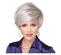 Peluca de Cabaret Peluca De Cabello Gris Plateado Pelucas De Cabello Humano Corto Natural Para Mujer Peluca Corta Para Uso Diario Pelucas Disfraz