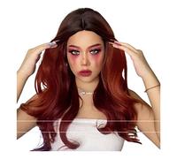 Peluca de Cabaret Peluca De Mujer Peluca Larga Ondulada Degradada Morada Y Roja Peluca De Síntesis Rizada Voluminosa Elástica Pelucas Disfraz (Color : Rot, Size : 24in)