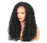 Peluca de Cabaret Peluca de reemplazo de cabello, peluca con flequillo, peluca para mujer, fibra química, tocado con encaje en T Pelucas Disfraz (Color : Black, Size : 24in)