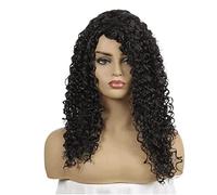 Peluca de Cabaret Pelucas De Mujer Pelucas Onduladas Elásticas Pelucas Sintéticas Rizadas Largas Naturales Pelucas De Cosplay De Moda Pelucas Disfraz (Color : Black, Size : 22in)