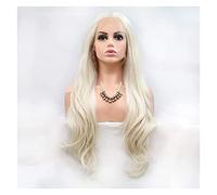Peluca de Cabaret Pelucas Largas De Oro Blanco Para Mujer, Peluca De Pelo Sintético Natural Ombre, Peluca Sintética De Raíces Onduladas Sueltas Pelucas Disfraz