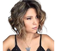 Peluca de Cabaret Pelucas Marrones Mezcladas Rizadas Cortas Para Mujeres Peluca De Pelo Sintético Esponjoso Natural En Capas Pelucas Disfraz