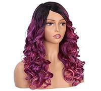 Peluca de Cabaret Pelucas Moradas Onduladas Rizadas Largas Para Mujer, Disfraz Sintético De Color Medio, Gorro De Peluca Para Cosplay Pelucas Disfraz