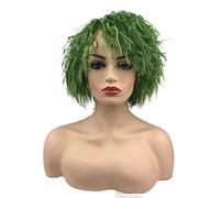 Peluca de Cabaret Sintético Rizado Corto Verde Para Pelucas De Cosplay, Peluca Natural Para Hombres Y Mujeres Pelucas Disfraz