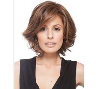 Peluca De Cabello Corto Rizada Marron Dorada Para Mujer - Color Mixto De Aspecto Natural Para Uso Diario, Adecuada Para Mujeres De Edad Media