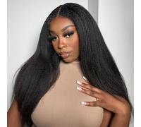 Peluca de cabello humano 4x4 HD Lace Front Wig Human Hair Yaki Straight Wear and Go Glueless Human Hair Wigs For Black Women 18Pulgadas