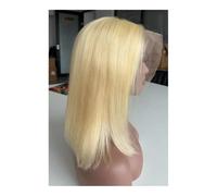 Peluca de cabello humano 613 Bob, 13x4, HD, rubia, con encaje frontal, recta, corta, prearrancada, densidad 150 Wiglets(8inch)