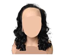 Peluca de cabello humano color chocolate, súper ondulada, suelta y con doble trama, frontal encaje 13x4, sin pegamento, for mujer(BLACK_20INCHES)