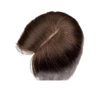 Peluca de cabello humano con base superior monocromática de 16 pulgadas for mujer, con clips, densidad 150 Adorno de pelo para mujer(Dark brown,5x6.5inch)