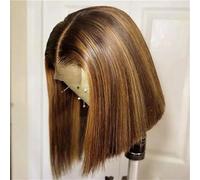 Peluca De Cabello Humano Con Corte Bob, Peluca Remy, Peluca Rizada De Cuerpo Recto Corto, Pelucas De Cabello Humano Con Frente De Encaje Straight 4X4 Closure Bob#14inch#180%