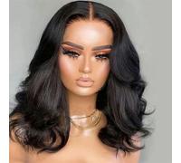 Peluca de cabello humano con frente de encaje HD de onda corta de densidad 180 Pelucas frontales de encaje de onda corporal brasileñas de 13x4 para mujeres - 14 pulgadas - 180% - Peluca de encaje 13x4