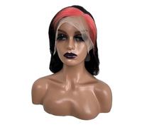 Peluca de cabello humano con ondas suaves y reflejos, frontal de encaje HD 13x4, color rosa y negro, densidad 150. Adorno de pelo para mujer(24")