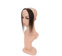 Peluca de cabello humano con raya al medio y frontal de encaje de 10 pulgadas, parche capilar for la línea del cabello, prótesis capilar invisible y natural(Black Brown)