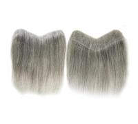 Peluca de cabello humano gris de 15 cm for hombre, con bucle en V, frontal, peluca de línea de cabello Remy, reemplazo de cabello liso. Hair Pieces Replacement(3X16cm)